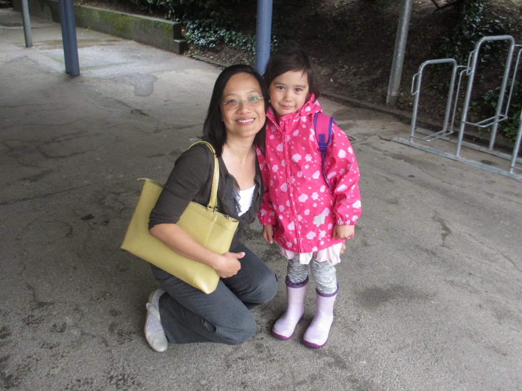 We arrive at school! A quick photo with Mama